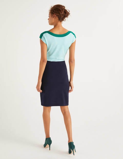 Robe Vera en maille à ceinture - Colourblock bleu marine Robe Vera en maille à ceinture - Colourblock bleu marine