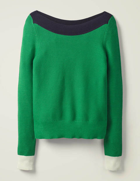 Pembroke Textured Jumper - Rich Emerald Colourblock Pembroke Textured Jumper - Rich Emerald Colourblock