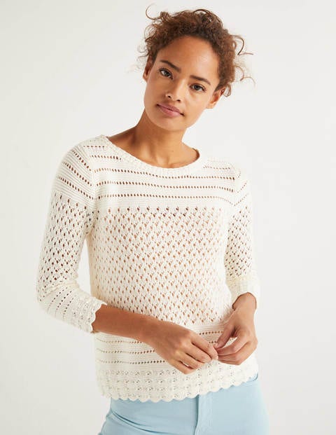 white pointelle jumper