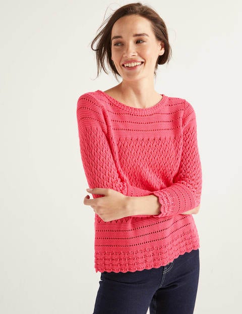 Danby Pointelle-Baumwollpullover - Helles Pink Danby Pointelle-Baumwollpullover - Helles Pink