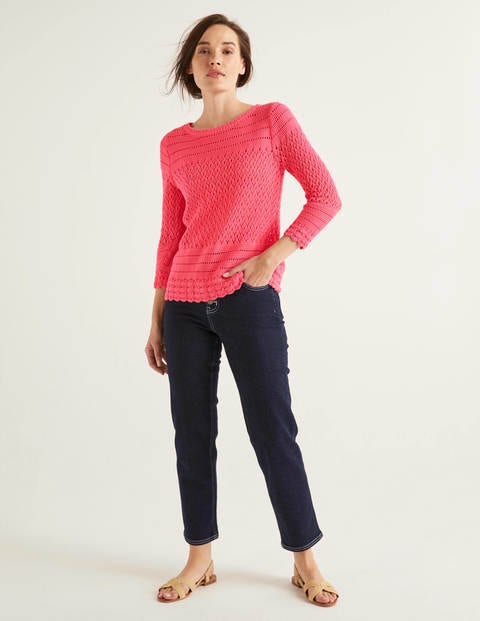 Danby Pointelle-Baumwollpullover - Helles Pink Danby Pointelle-Baumwollpullover - Helles Pink