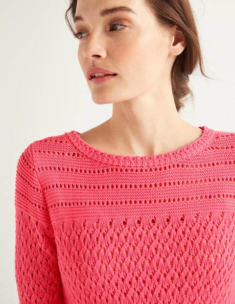 Danby Pointelle Cotton Jumper - Bright Camellia Danby Pointelle Cotton Jumper - Bright Camellia