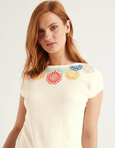 Elgin Embroidered Tee - Ivory Elgin Embroidered Tee - Ivory