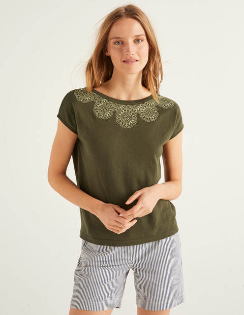 Elgin Besticktes Baumwollshirt - Klassisches Khaki Elgin Besticktes Baumwollshirt - Klassisches Khaki