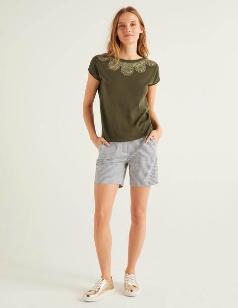Elgin Besticktes Baumwollshirt - Klassisches Khaki Elgin Besticktes Baumwollshirt - Klassisches Khaki