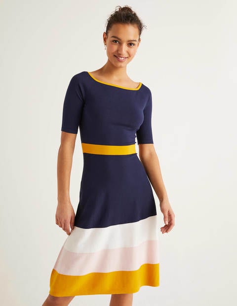 Jemima Stripe Knitted Dress - Navy Jemima Stripe Knitted Dress - Navy