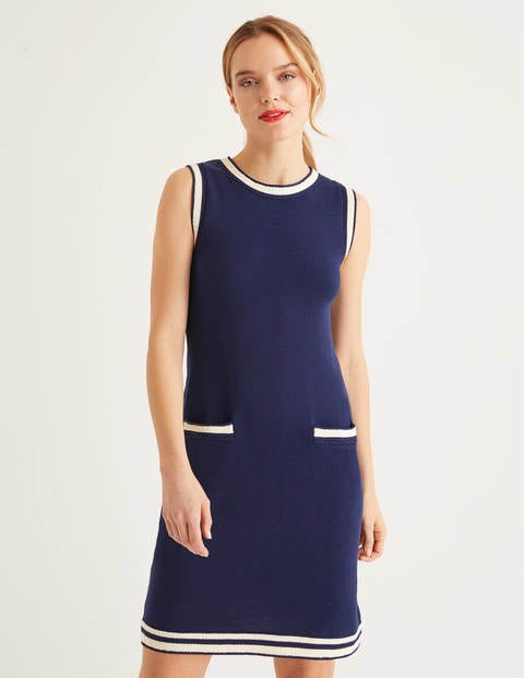 Mira Baumwollkleid mit Ziernähten - Navy Mira Baumwollkleid mit Ziernähten - Navy