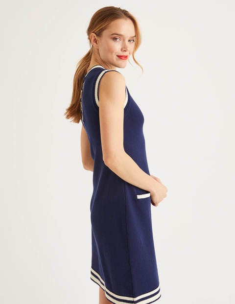 Mira Baumwollkleid mit Ziernähten - Navy Mira Baumwollkleid mit Ziernähten - Navy