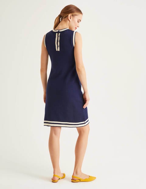 Mira Baumwollkleid mit Ziernähten - Navy Mira Baumwollkleid mit Ziernähten - Navy