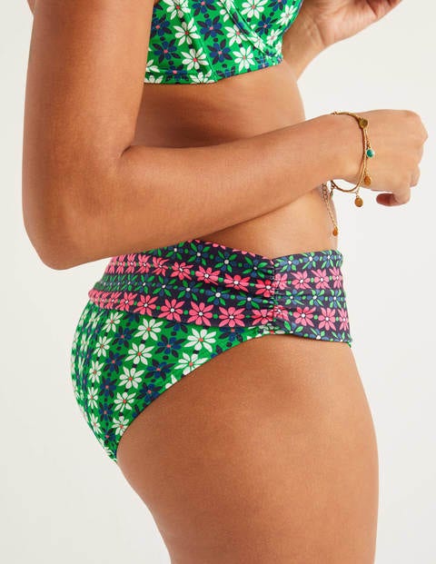 Eze Fold Over Bottoms - Rich Emerald, Plumeria Eze Fold Over Bottoms - Rich Emerald, Plumeria
