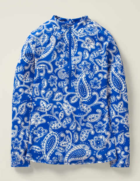 Zip Up Rash Vest - Bold Blue, Spotty Paisley Zip Up Rash Vest - Bold Blue, Spotty Paisley