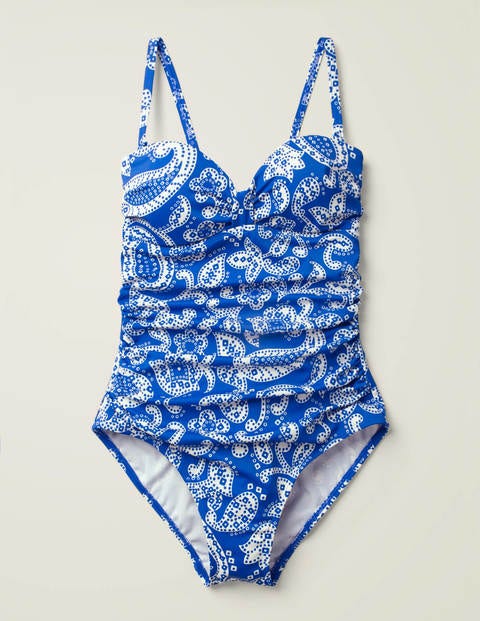 Ischia Bandeau Swimsuit - Bold Blue, Spotty Paisley Ischia Bandeau Swimsuit - Bold Blue, Spotty Paisley