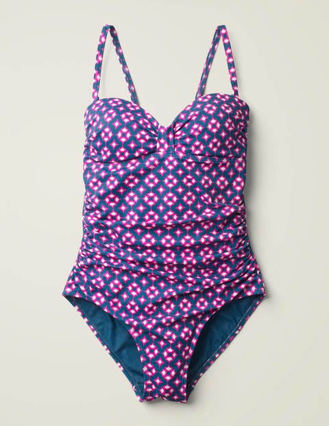 Ischia Bandeau Swimsuit - Vibrant Teal, Diamond Drop Ischia Bandeau Swimsuit - Vibrant Teal, Diamond Drop