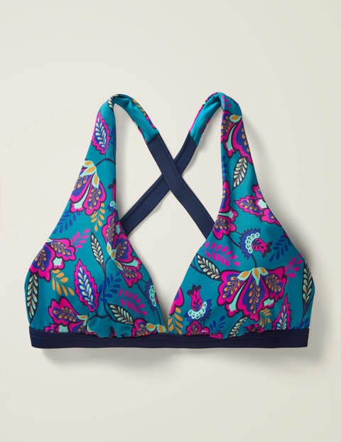 Paros Bikini Top - Vibrant Teal, Jungle Bloom Paros Bikini Top - Vibrant Teal, Jungle Bloom