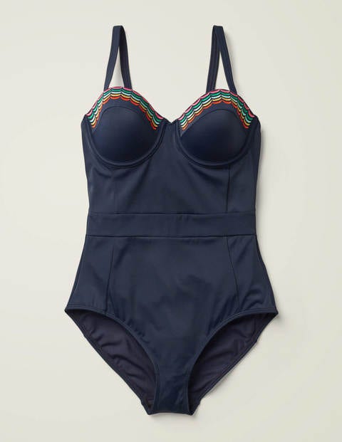 Samos Cup-size Swimsuit - Navy Embroidery Samos Cup-size Swimsuit - Navy Embroidery