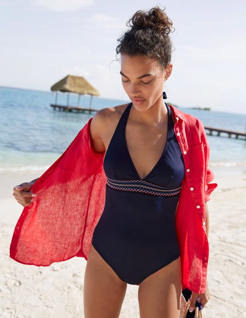 Como Embroidered Swimsuit - Navy Como Embroidered Swimsuit - Navy