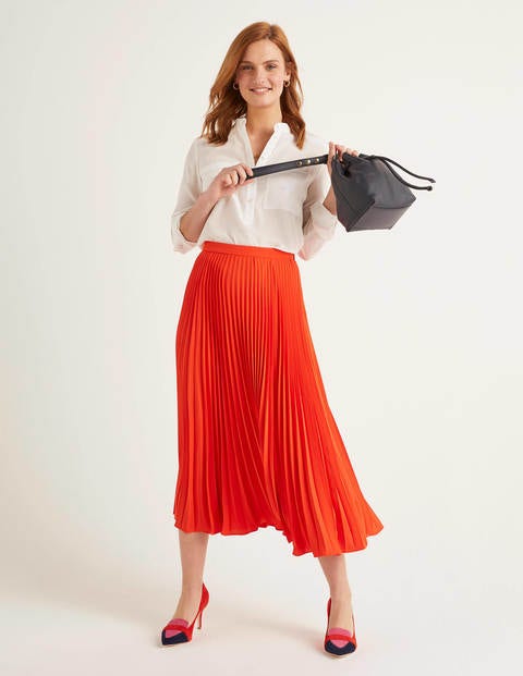 Kristen Pleated Skirt - Orange Sunset Kristen Pleated Skirt - Orange Sunset