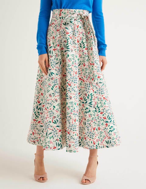 Brooke Belted Skirt - Ivory, Garden Party Brooke Belted Skirt - Ivory, Garden Party