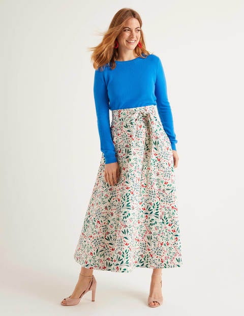 Brooke Belted Skirt - Ivory, Garden Party Brooke Belted Skirt - Ivory, Garden Party
