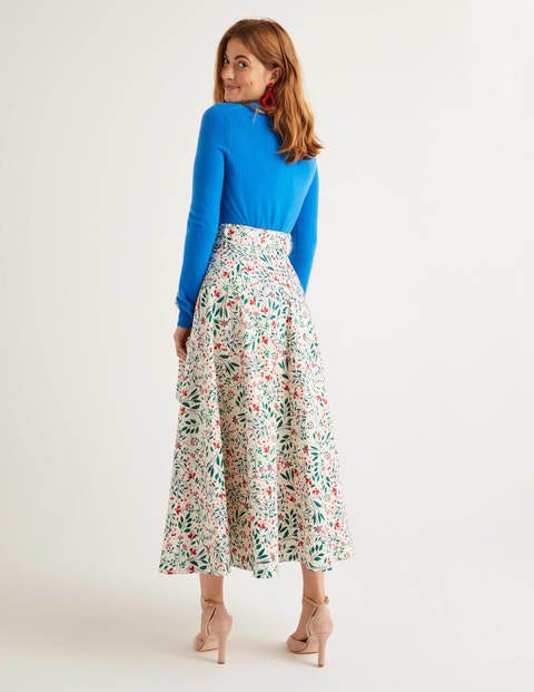 Brooke Belted Skirt - Ivory, Garden Party Brooke Belted Skirt - Ivory, Garden Party