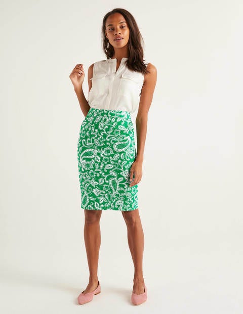 Gabriella Pencil Skirt - Rich Emerald, Spotty Paisley Gabriella Pencil Skirt - Rich Emerald, Spotty Paisley
