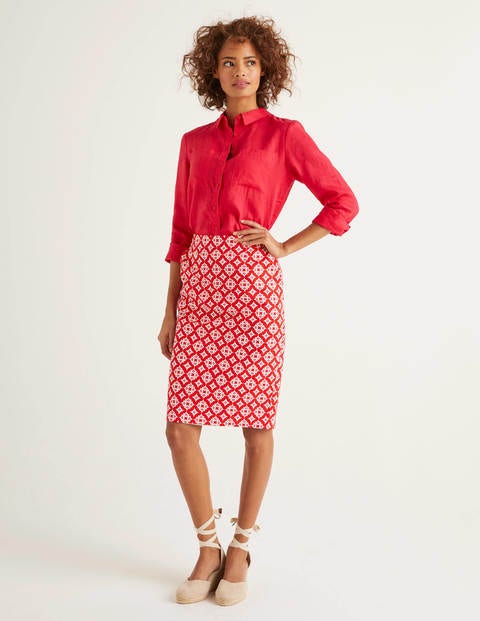 Gabriella Pencil Skirt - Post Box Red, Diamond Drop Gabriella Pencil Skirt - Post Box Red, Diamond Drop