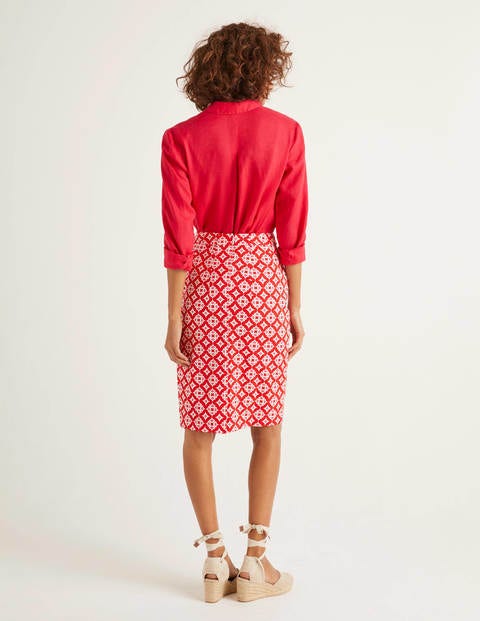 Gabriella Pencil Skirt - Post Box Red, Diamond Drop Gabriella Pencil Skirt - Post Box Red, Diamond Drop