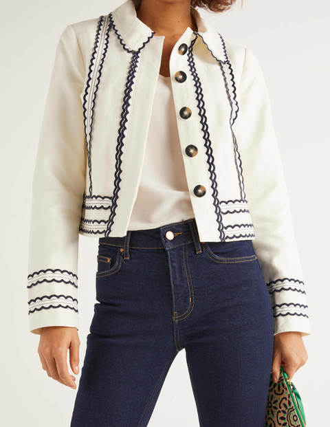 Agar Jacke mit Muschelsaum - Naturweiß Agar Jacke mit Muschelsaum - Naturweiß