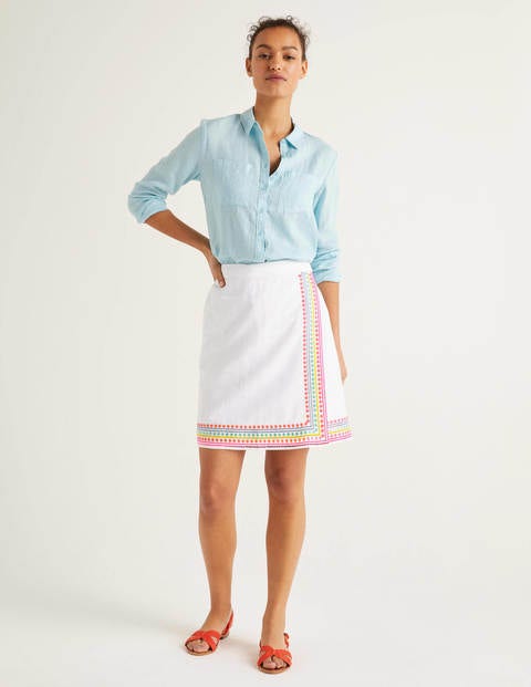 Anville Embroidered Wrap Skirt - White Anville Embroidered Wrap Skirt - White