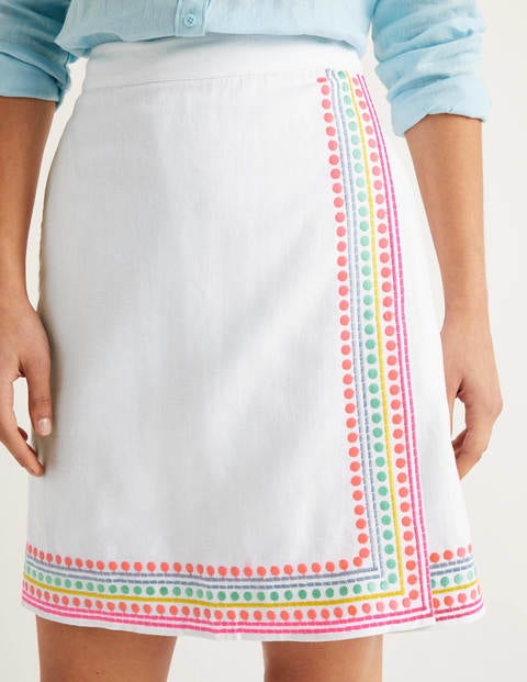 Anville Embroidered Wrap Skirt - White Anville Embroidered Wrap Skirt - White