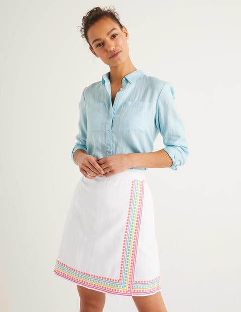 Anville Embroidered Wrap Skirt - White Anville Embroidered Wrap Skirt - White