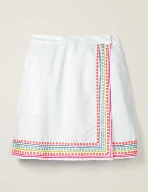 Anville Embroidered Wrap Skirt - White Anville Embroidered Wrap Skirt - White