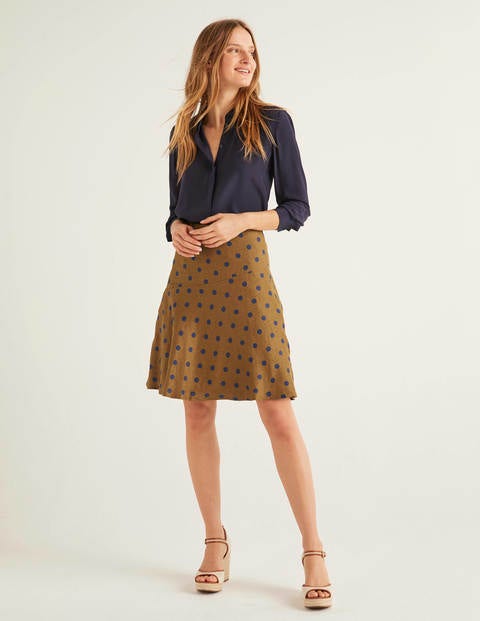 Virginia Linen Skirt - Gingerbread, Linear Brand Spot Virginia Linen Skirt - Gingerbread, Linear Brand Spot