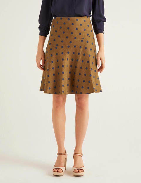Virginia Linen Skirt - Gingerbread, Linear Brand Spot Virginia Linen Skirt - Gingerbread, Linear Brand Spot