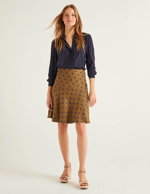 Virginia Linen Skirt - Gingerbread, Linear Brand Spot Virginia Linen Skirt - Gingerbread, Linear Brand Spot