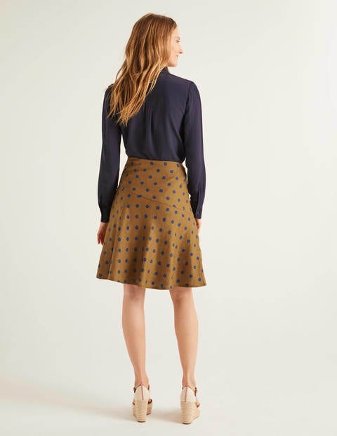 Virginia Linen Skirt - Gingerbread, Linear Brand Spot Virginia Linen Skirt - Gingerbread, Linear Brand Spot