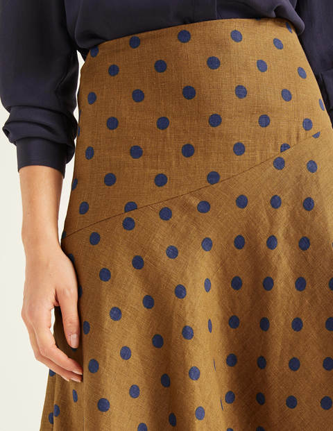 Virginia Linen Skirt - Gingerbread, Linear Brand Spot Virginia Linen Skirt - Gingerbread, Linear Brand Spot