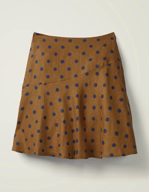 Virginia Linen Skirt - Gingerbread, Linear Brand Spot Virginia Linen Skirt - Gingerbread, Linear Brand Spot