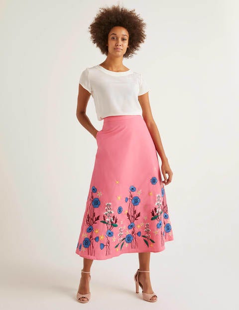 Arwen Midirock mit Stickereien - Helles Pink Arwen Midirock mit Stickereien - Helles Pink