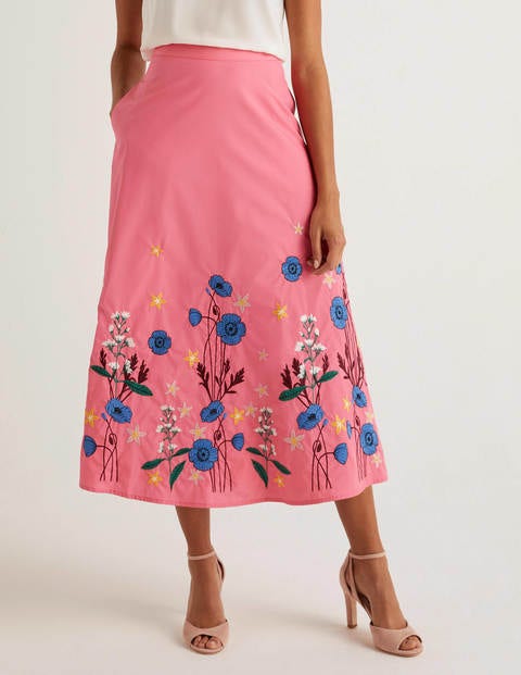 Arwen Midirock mit Stickereien - Helles Pink Arwen Midirock mit Stickereien - Helles Pink
