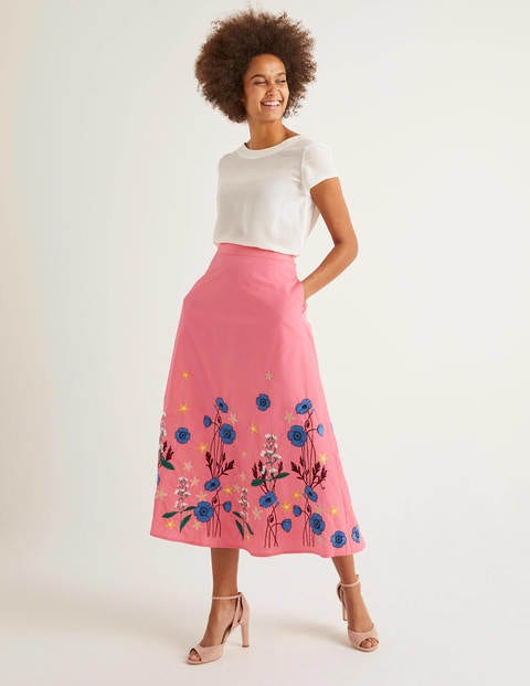 Arwen Midirock mit Stickereien - Helles Pink Arwen Midirock mit Stickereien - Helles Pink