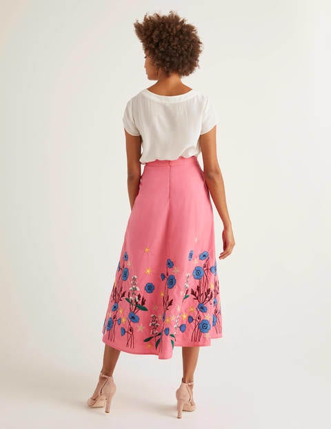 Arwen Midirock mit Stickereien - Helles Pink Arwen Midirock mit Stickereien - Helles Pink