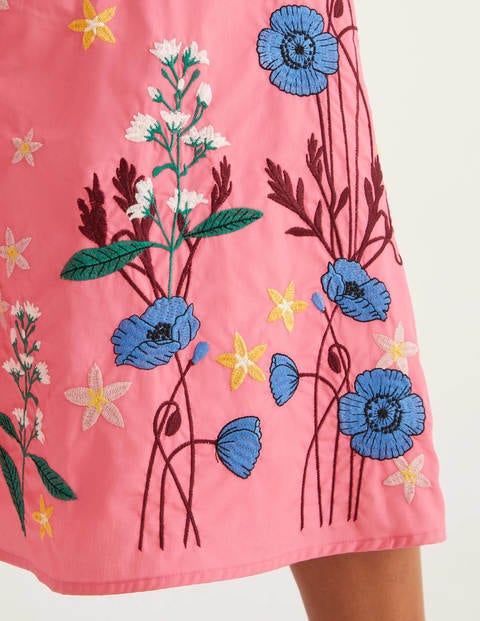 Arwen Embroidered Midi Skirt - Bright Camellia Arwen Embroidered Midi Skirt - Bright Camellia