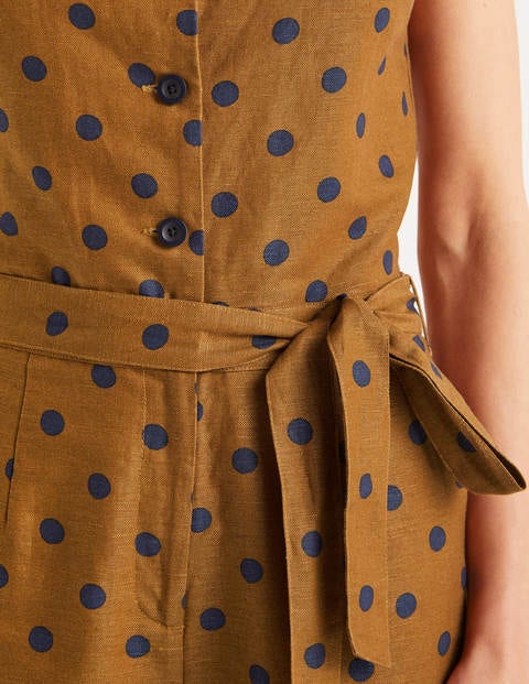 Evie Collar Jumpsuit - Gingerbread, Linear Brand Spot Evie Collar Jumpsuit - Gingerbread, Linear Brand Spot