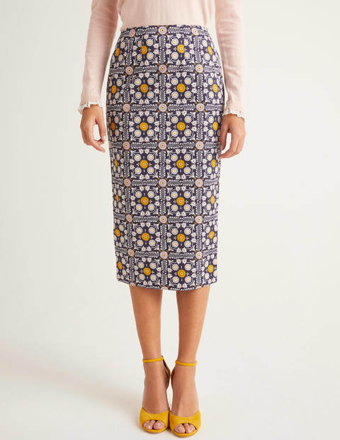 Chatterley Pencil Skirt - Navy, Trellis Tile Chatterley Pencil Skirt - Navy, Trellis Tile