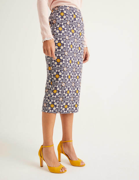 Chatterley Pencil Skirt - Navy, Trellis Tile Chatterley Pencil Skirt - Navy, Trellis Tile