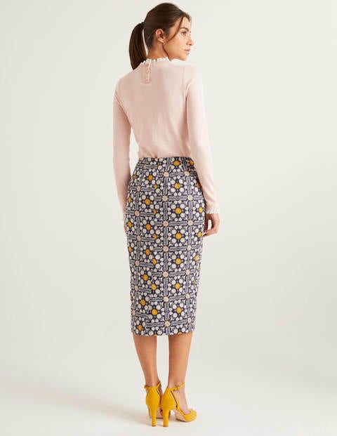 Chatterley Pencil Skirt - Navy, Trellis Tile Chatterley Pencil Skirt - Navy, Trellis Tile