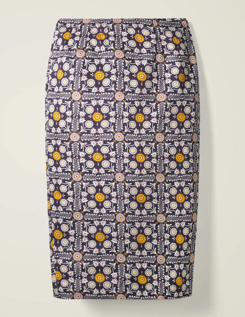 Chatterley Pencil Skirt - Navy, Trellis Tile Chatterley Pencil Skirt - Navy, Trellis Tile