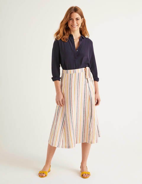 Radlett Linen Wrap Skirt - Tuscan Sun Stripe Radlett Linen Wrap Skirt - Tuscan Sun Stripe