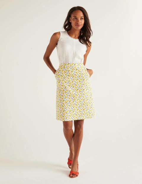 Francesca A-line Skirt - Ivory, Lemon Fruit Francesca A-line Skirt - Ivory, Lemon Fruit